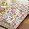 3pcs Fitted Sheet Set Cute Bear Pattern Print Design Easy Care Bed Sheet With Pillowcases For Bedroom Decor