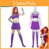 Costum Vibrant Cosplay Teen Titans Starfire Perucă Pentru Adulți Perfect Pentru Halloween Bal Mascat Și Comic Con