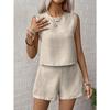 Women Sleeveless Round Neck Tank Top And Shorts Set Solid Color Casual Two Piece Outfit