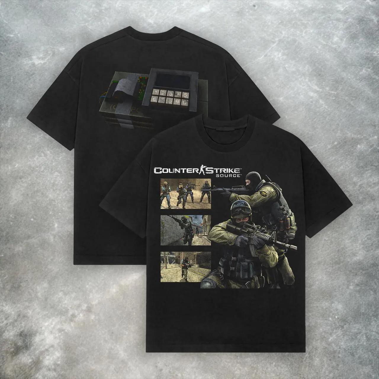 Летняя горячая распродажа Футболка Counter Strike Source Ретро Y2K Уличная одежда Мужская футболка с круглым вырезом и коротким рукавом S