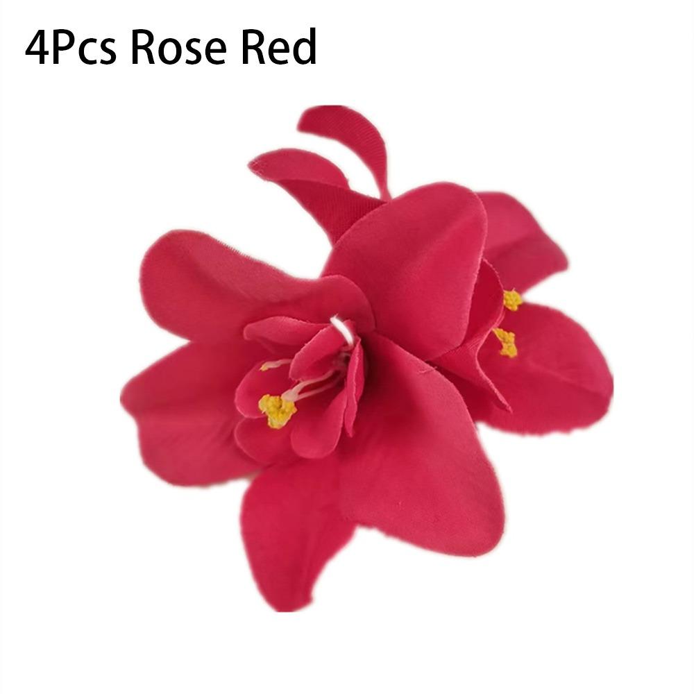 

4Pcs/Pack Bohemia Cattleya Flowers Hairpin Artificial Floral Headwear Valentine Mother s Day Gift 4Pcs Rose Red