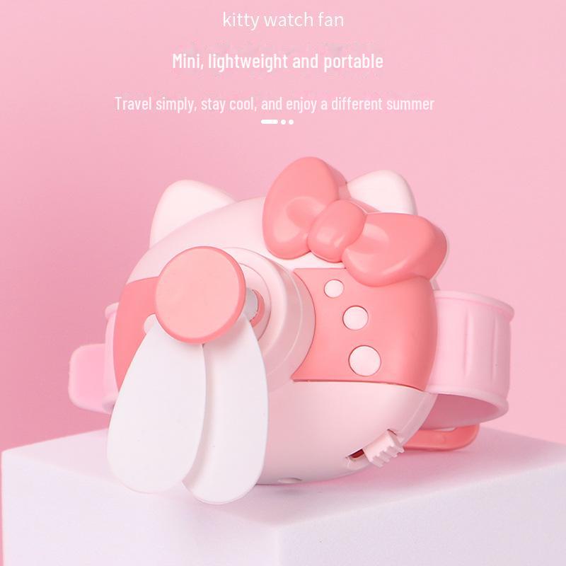 Douyin KT Cat Mini Cartoon USB Rechargeable Fan for Kids