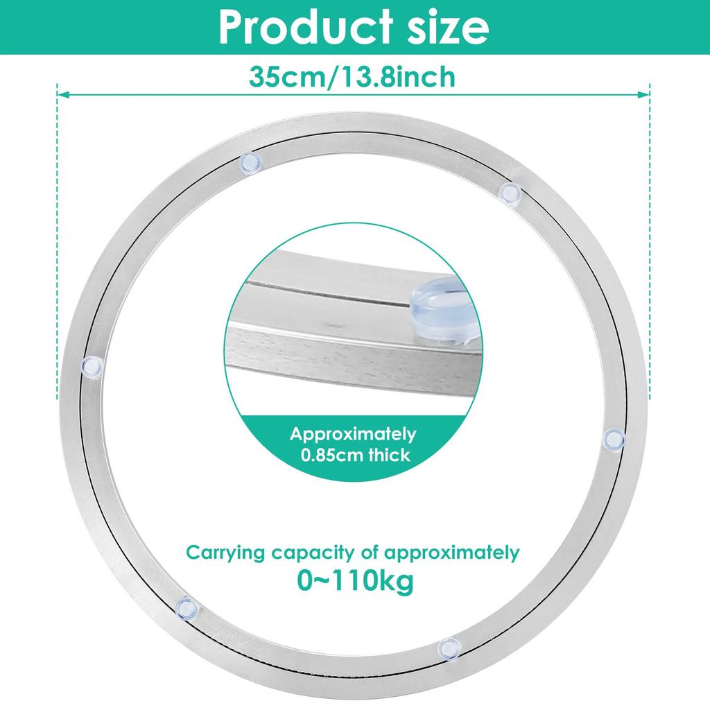 14inch Metal Turntable Bearing Heavy Duty Rotating Bearing Max Load Capacity 110Kg Round Dining Table Smooth Swivel Plate for