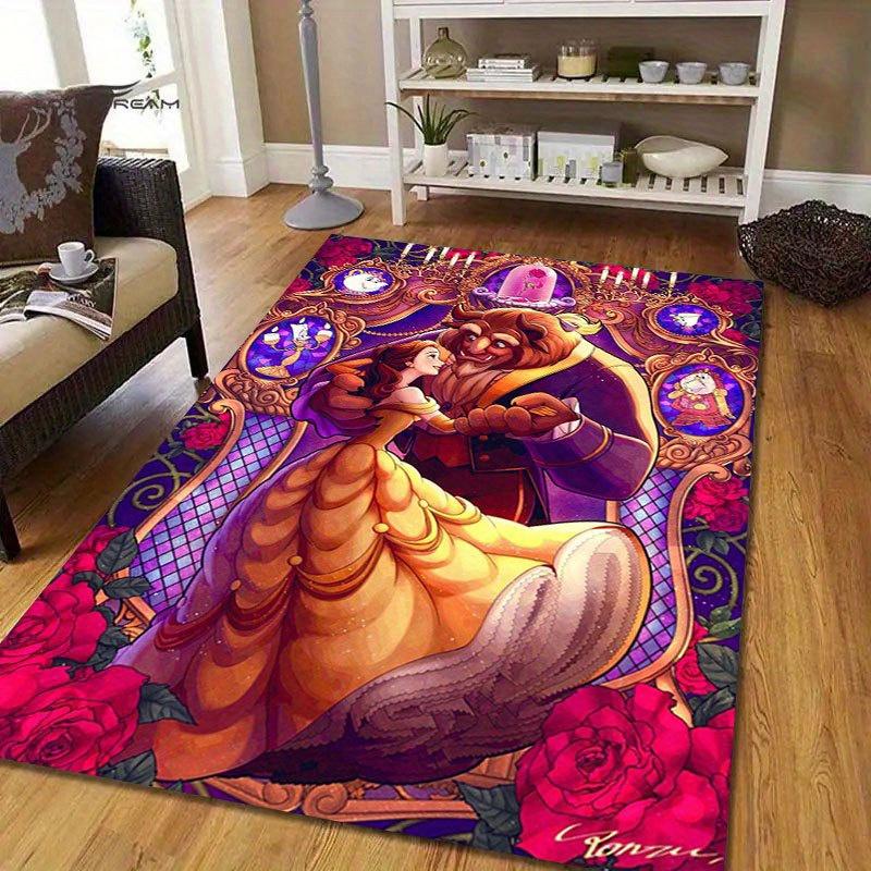 1pc Beauty and the Beast Pattern Carpet Area Rug Non Slip Carpet Hand Washable Floor Mat Suitable For Living Room Bedroom Home Decor Room Decor