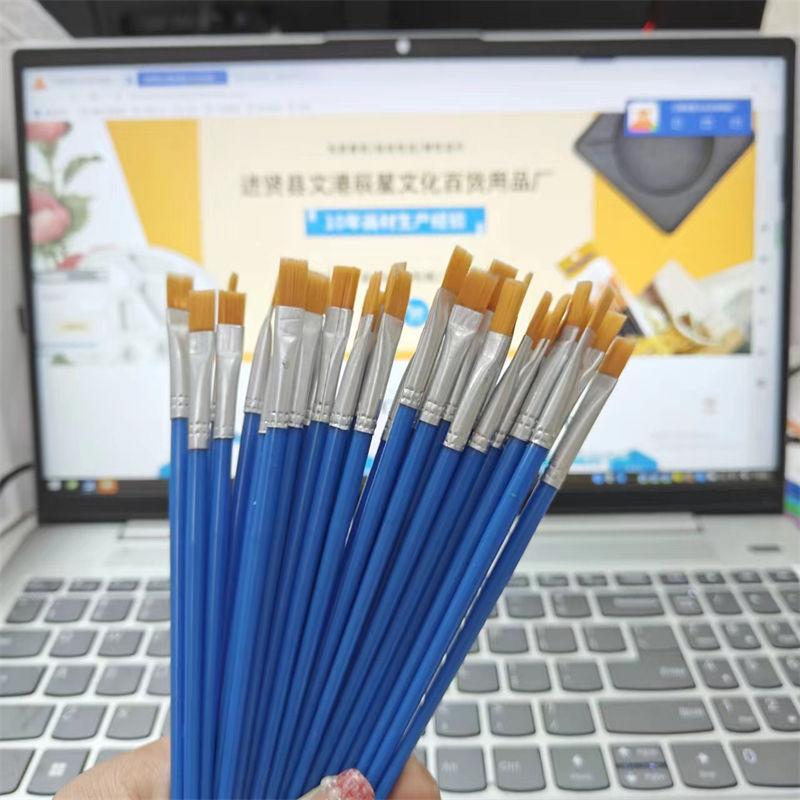 Painting 50PC Nylon Flat Brush Line Watercolor Acrylic Digital Oil Hook Pen