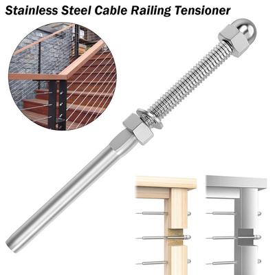 New T316 Stainless Steel Cable Railing Tensioner 1/8" Silver Cable Railing Receiver Cable Railing Fitting Terminal Deck