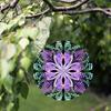 10 Inch Bohemian Wind Chime Vibrant Purple Black Floral Design Metal Garden Decor 360 Degree Hanging Hook Perfect Gift for Spring Summer