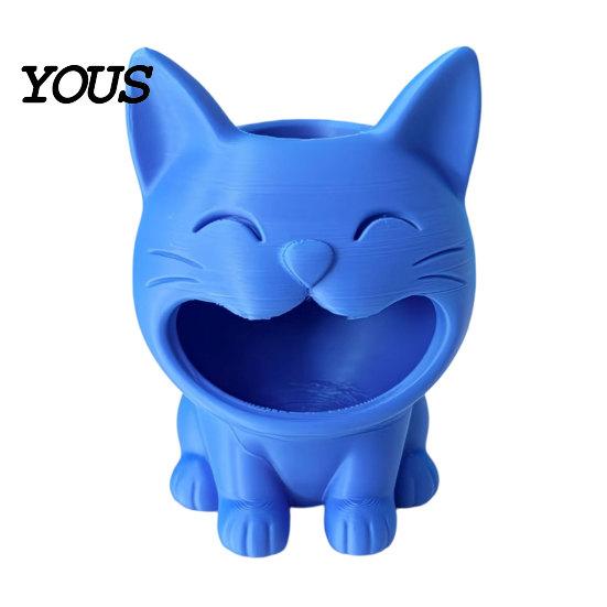3D Printed Pen Cup Cat Shaped Candy Bowl, Cute Storage Container, Desktop Desk Organizer Holder, Versatile for Pencils Jewelry Hair Ties