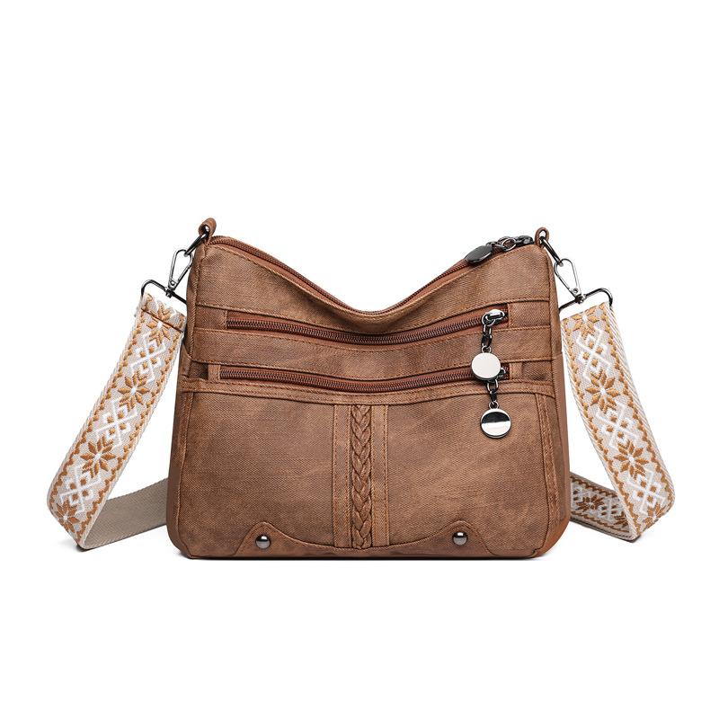 Soft Leather Bag with Large Capacity for Middle-aged and Elderly Mothers, Versatile Multi-layered Women's Crossbody Bag