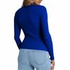 Women's Long Sleeved T-shirt Button Ribbed Knit Slim Fit Casual Top