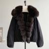 New cotton-padded clothes imitation fox fur collar down cotton clothes women's short fashion loose pie to overcome the thickness of the coat