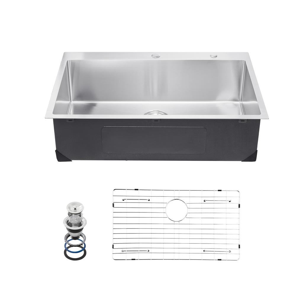 SucceBuy 25/33 inch Kitchen Sink Workstation 304 Stainless Steel Top Mount Sinks Household Dishwasher Sinks for RV Prep Kitchen