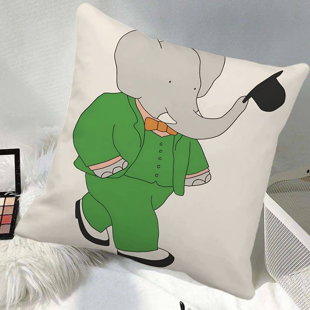 BBabar The Elephant Pillow Case Square Pillow Bedroom Sofa Leisure Comfort Cushion Car Home Decoration