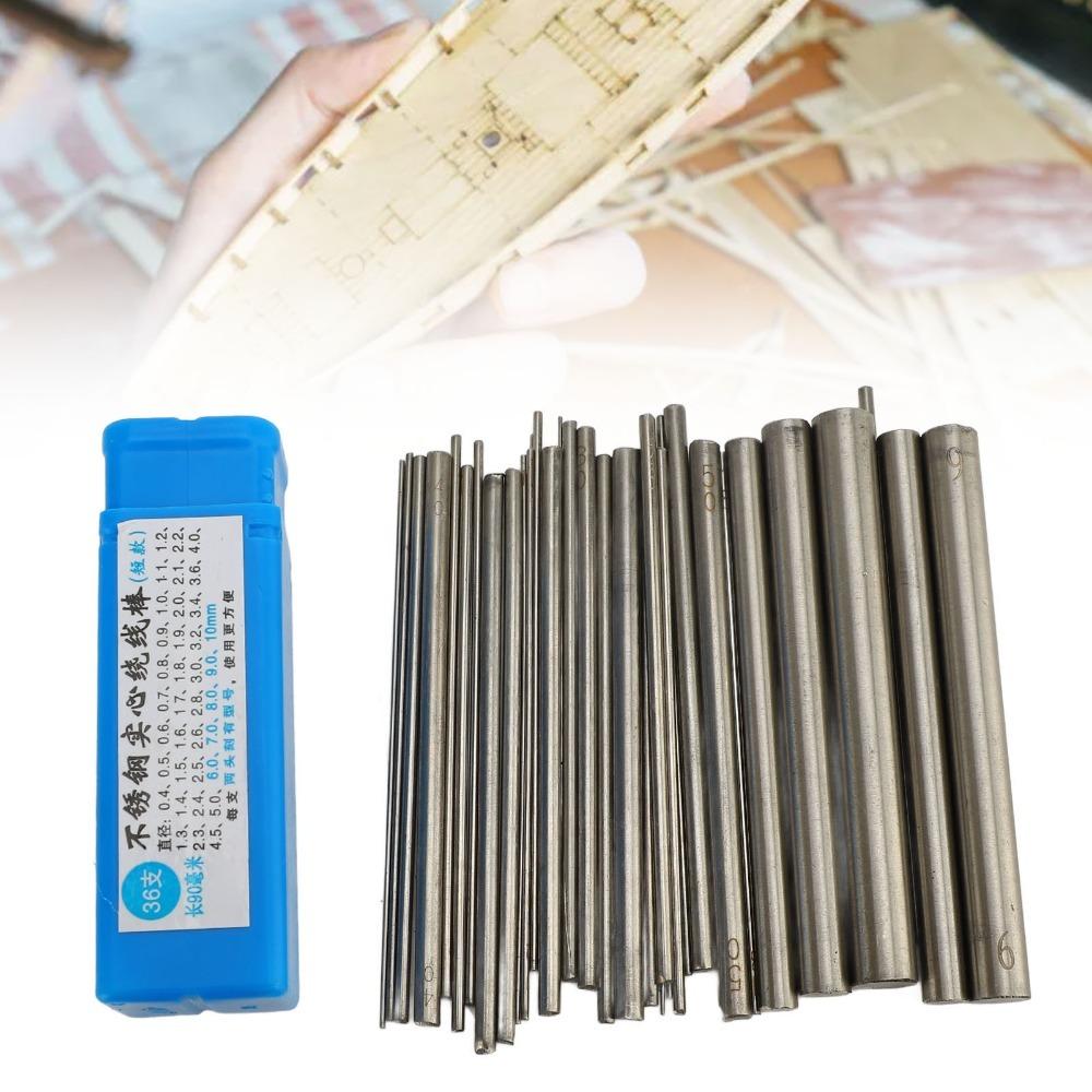 

36PCS Solid Round Stainless Steel Rod Multiple Sizes Jewelry Making Tool Wire Wrapping