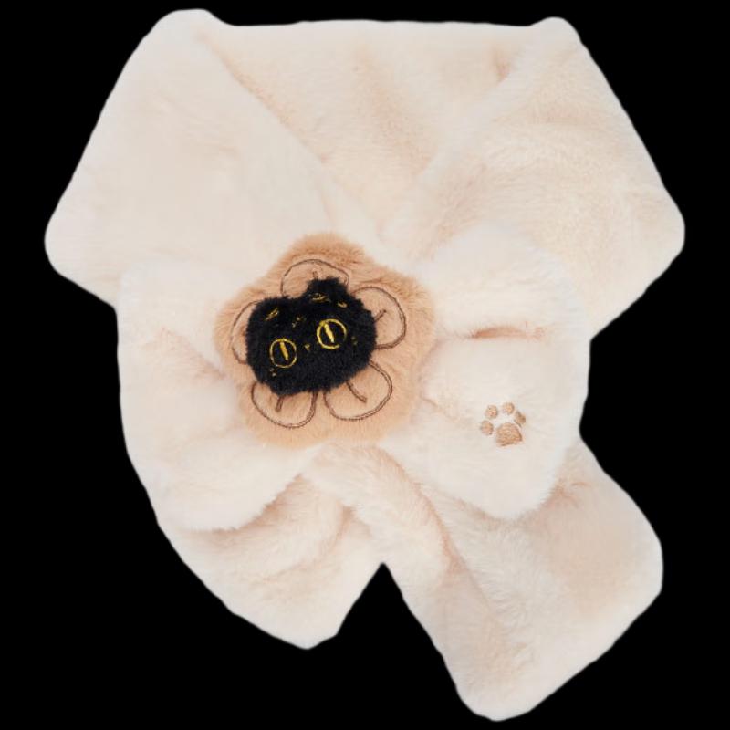 Plush Bastet Cat Bow Winter Scarf