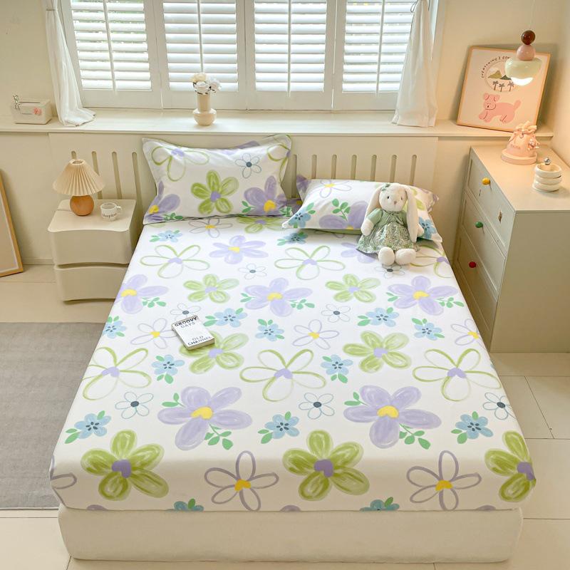 100% Cotton Fitted Sheet: Soft, Printed, Moisture-Wicking, Sweat-Absorbing, Anti-Static Mattress Protector