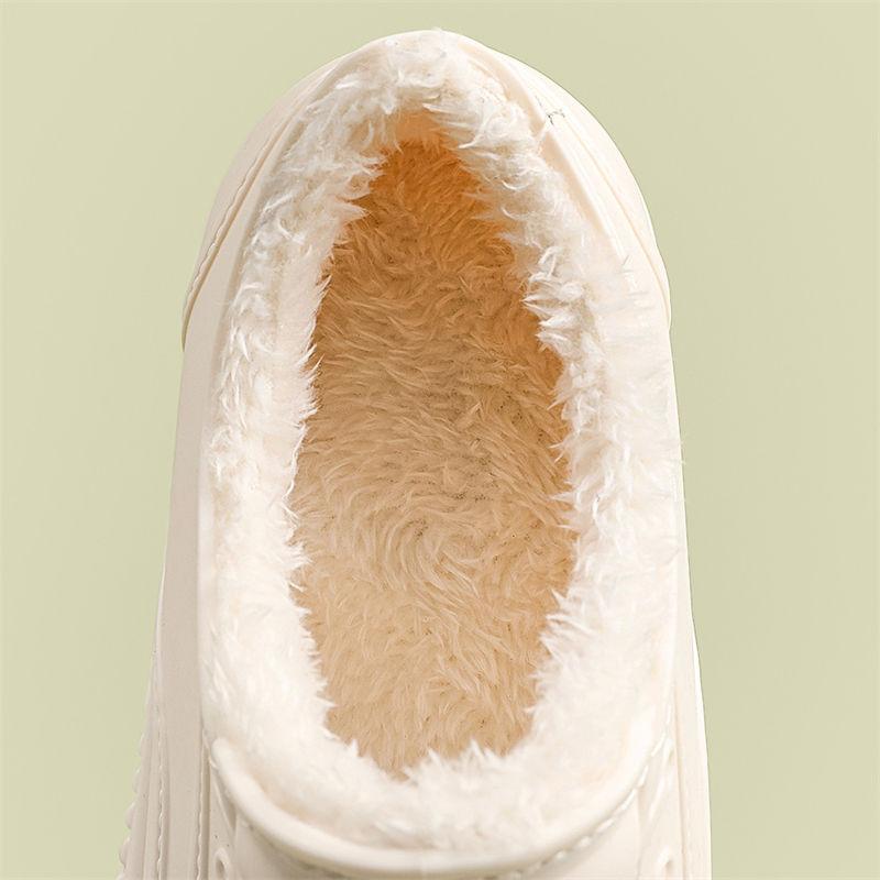 Fashionable Women's Shoes with Height Increase Inside Low Cut Rain Shoes Rubber Shoes Lightweight Wear-resistant, and Plush Warm Flat Low Water Shoes