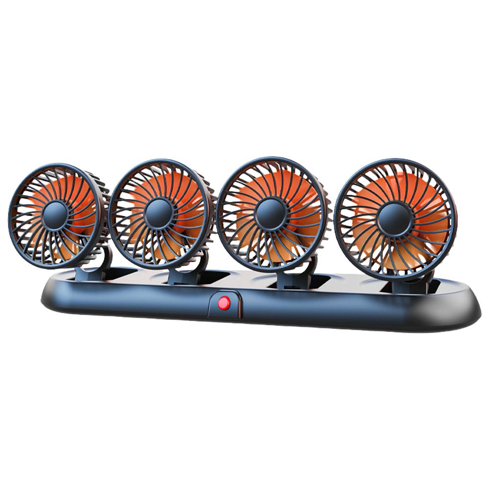 Car Fan 360° Adjustable 1/2/3/4 Head Air Fan Automotive Electric Fan USB/12V/24V Fan 2 Speeds Car Silent Fan for Home Desk Car