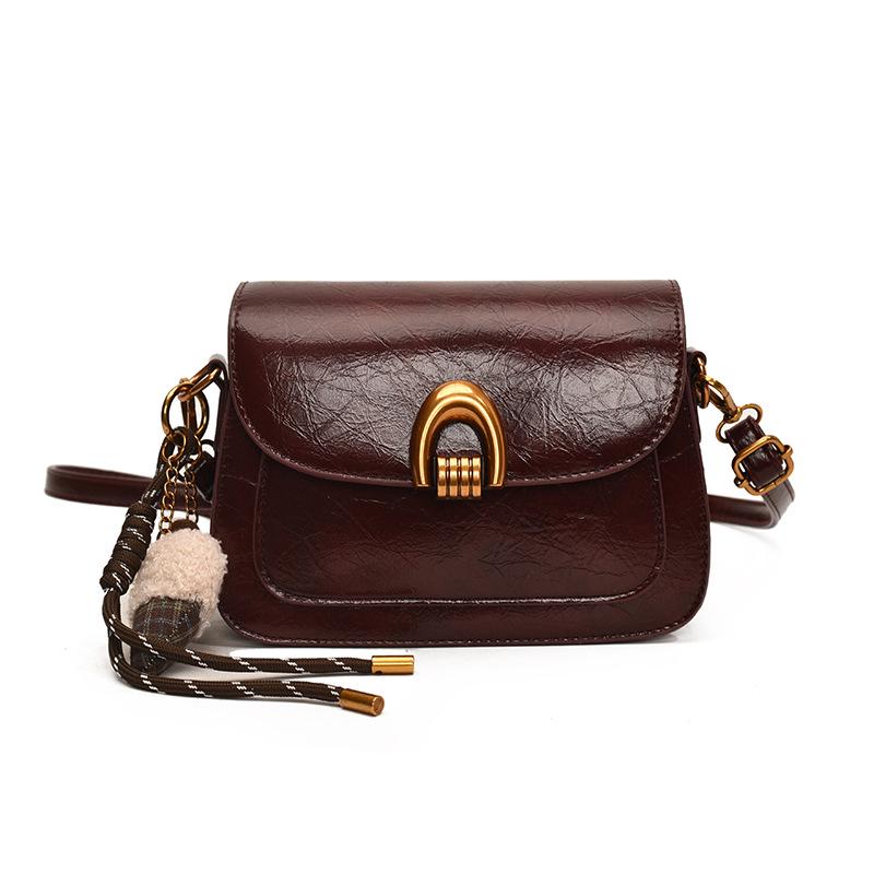 Oil Wax Leather Retro Shoulder Bag - Women's Small Square Bag for Spring 2025 Festival Fashion.