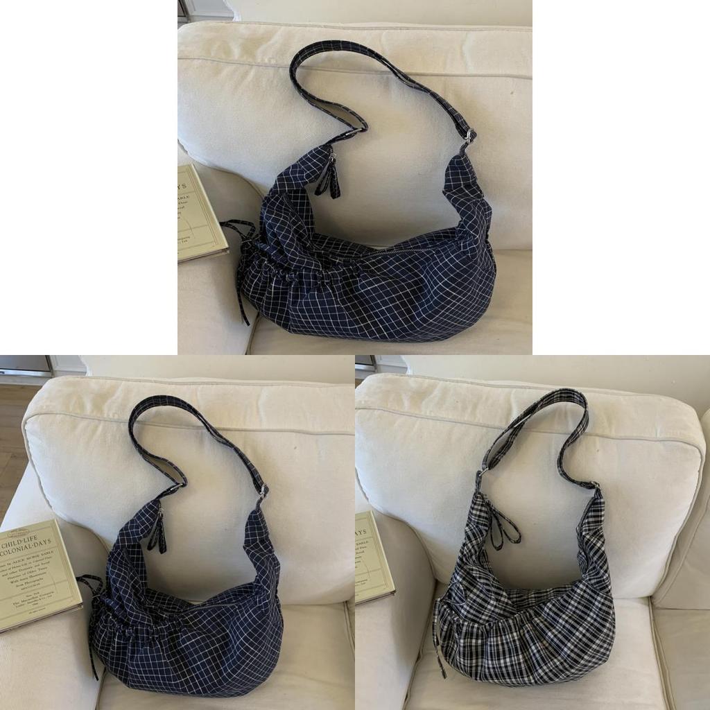 Style Retro Checkered Tote Bag With Lightweight Fabric For Daily Use