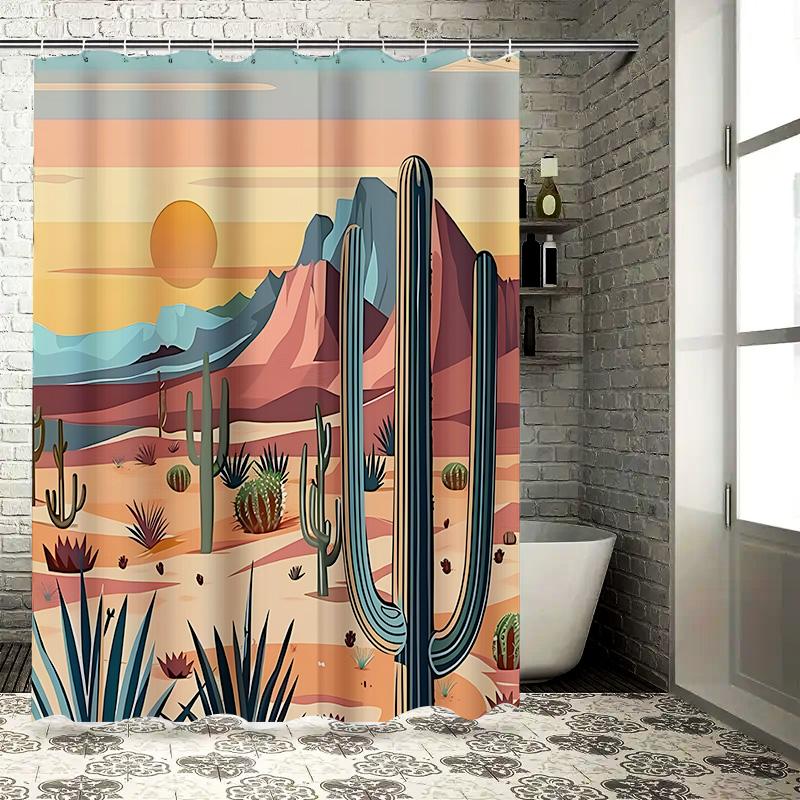 

Desert Landscape Shower Curtain Artistic Print Home Decor Waterproof Bathroom Mat Waterproof Durable With Complimentary Hook W60H190(CM)-1 Pcs