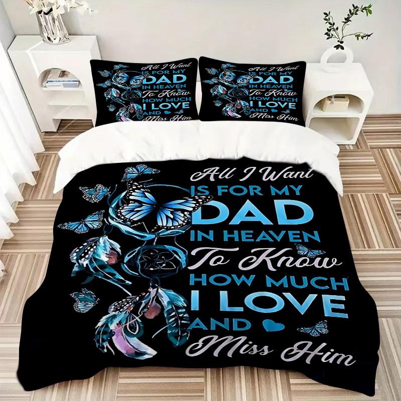 3pcs Dad Memorial Duvet Cover Set - Machine Washable, Includes 1 Cover and 2 Pillowcases, No Core Included yy251013138