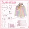 Princess Dress Up Clothes Set Princess Dress Up Cloak Set Mermaid Sequin Cape Kit with Crown Necklace Bracelet Ear Clips for Kid