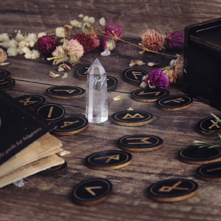 Solid Wood Runes for Divinations Witchcrafts Woodcut Oracles of Nordic Mythology