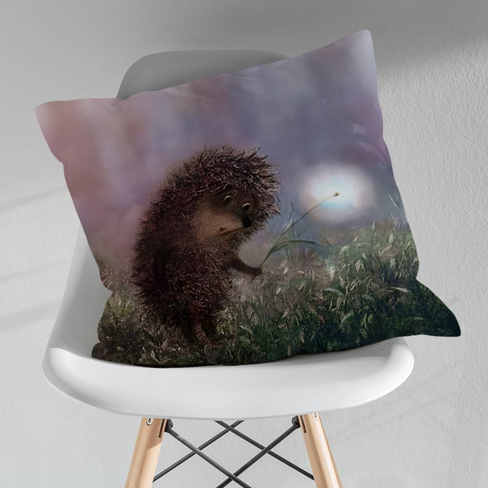 Retro Vintage Hedgehog Pillowcase for Sofa Room Office Decor Printing  Merchandise AllMatch Cushion Cover