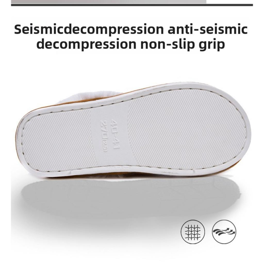Autumn and Winter Fur Slippers for Home Use, Anti Slip and Warm Men's Slippers, Women's Slippers with Plush Soft Bottom and Warm Cotton Slippers