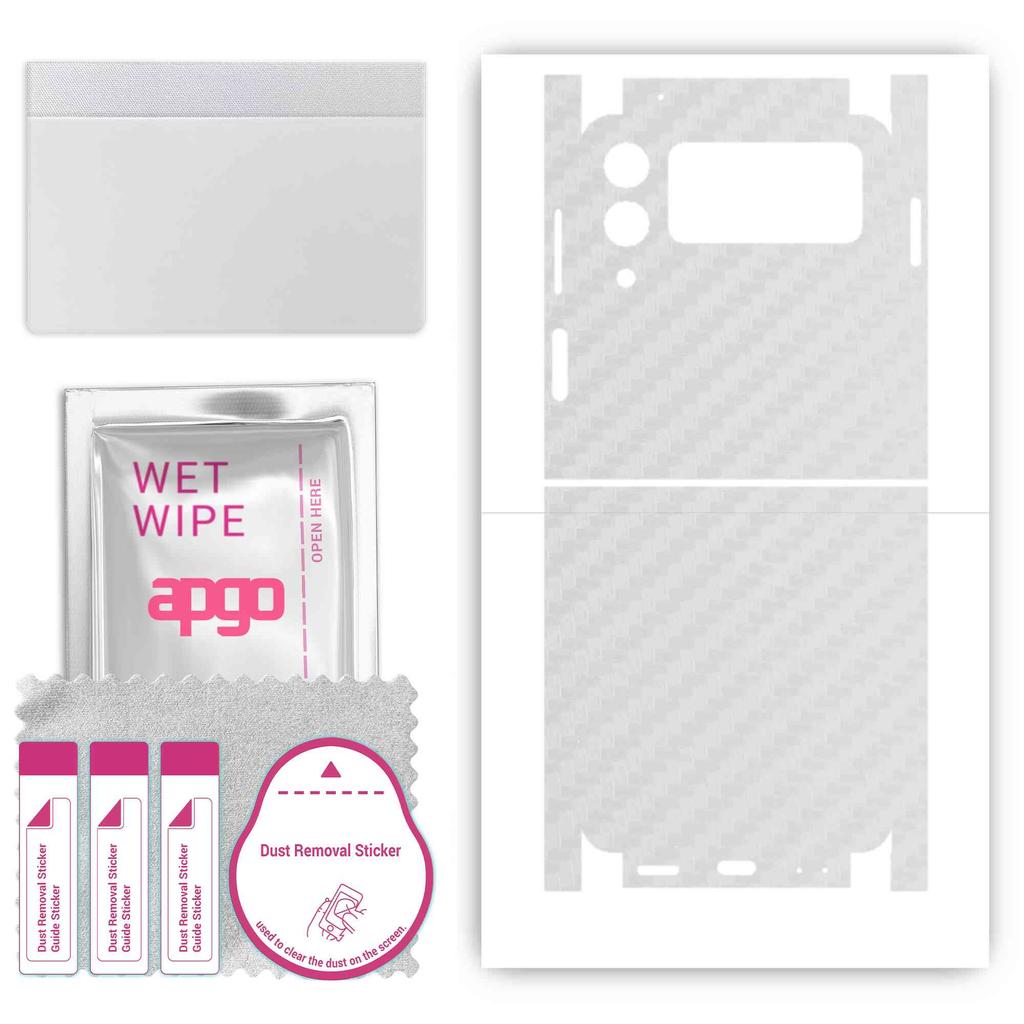 apgo Protective Skin Sticker for the back+sides compatible with Samsung Galaxy Z Flip 3, Full Wrap Film, Foil, Vinyl - Pattern Transparent Carbon