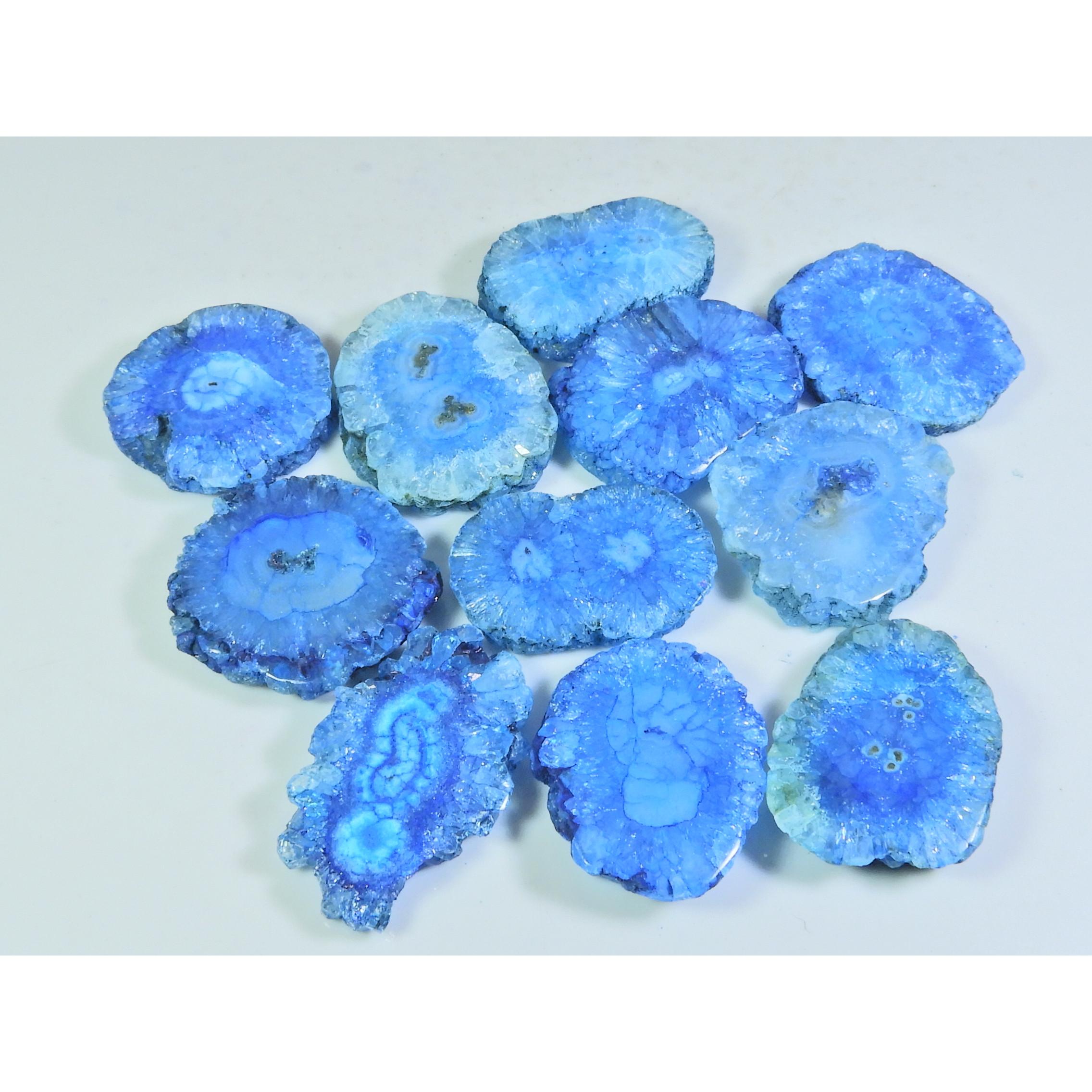 

445Cts. Dyed Solar Druzy Agate Mix Shape Cabochon Loose Gemstone 11 Pcs Lot A-699