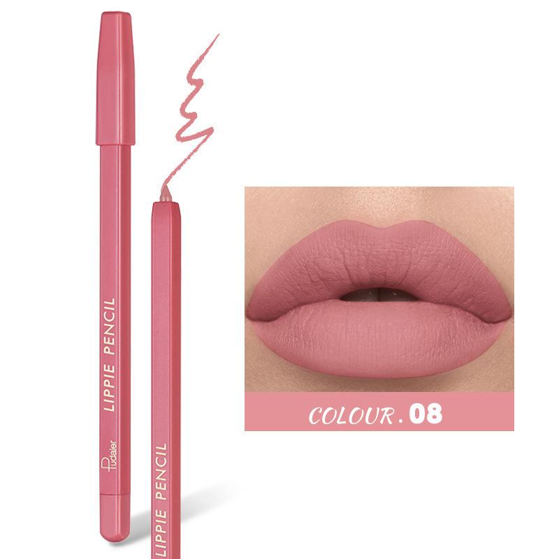 Matita per labbra opaca Impermeabile Non facile da sbavare Matita per delineare le labbra a lunga durata Morso per labbra Trucco Matita per labbra Penna per rossetto Rimpolpante per le labbra