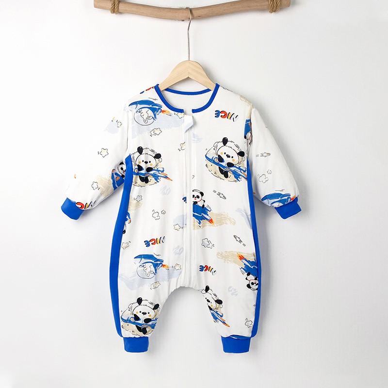 Kids Cotton Warm Sleeping Bag With Legs Winter 3-8 Years Old Toddler Sleepwear Anti-Kick Belly Protection