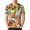 Lustiges Katzen-Grafik-T-Shirt Bunter 3D-Druck Rundhalsausschnitt Kurzarm Sommer Lässige T-Shirts Trend Harajuku Stil Oberteile