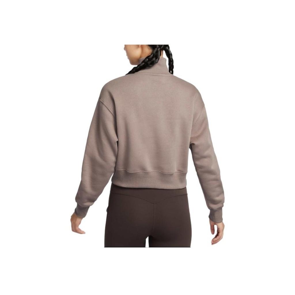 Nike Fleece Sports Casual Comfortable Short Half-Zip Sweatshirt Women Sweatshirt Chocolate DQ5768-233