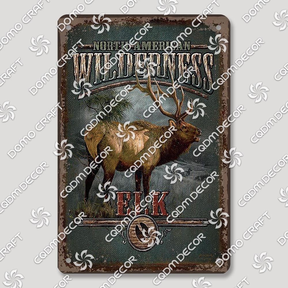 Hunting Metal Tin Signs, Ranger Shotgun Shells Vintage Poster, Retro Duck Elk Bear Metal Plaque, Club Farmhouse Home Wall Decor