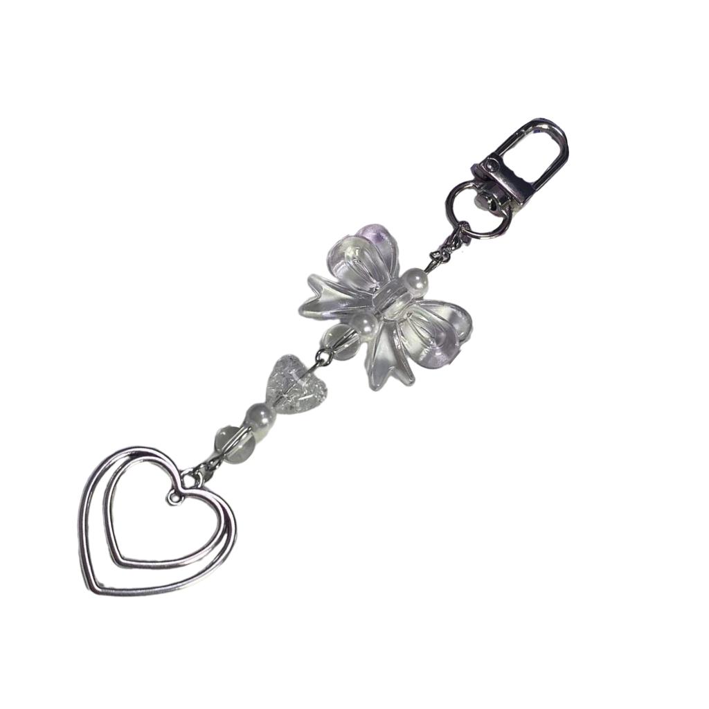 Bowknot Heart Pendant Cellphone Strap Phone Chain Detachable Bow Phone Lanyard Handmade Keychains for Wallet Bags