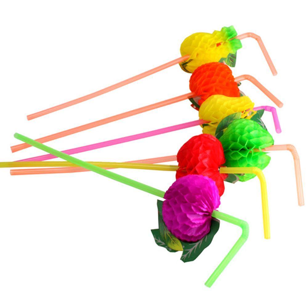 Straw Plastic for Fashion Party Pool Paper Decoration Assorted Cocktail Fruit Straws Drinking
