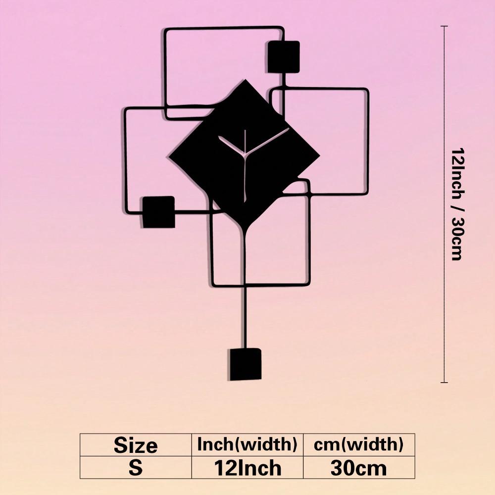 Металлическая Геометрическая Настенная Картина-Часы Индустриальный Современный Бесшумный Черный Декор Спальни 30x25