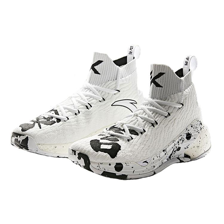 Anta KT4 Comfortable Cushioning Slip Resistant Abrasion Resistant High Top Basketball Shoes Men's White Black 11941104S-1