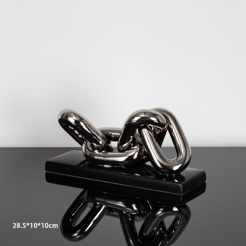 Ceramic Handicraft Golden Chain Skeleton Lock Ceramic Furniture Gold Ring Decorative Figurines Home Decoration Accessories