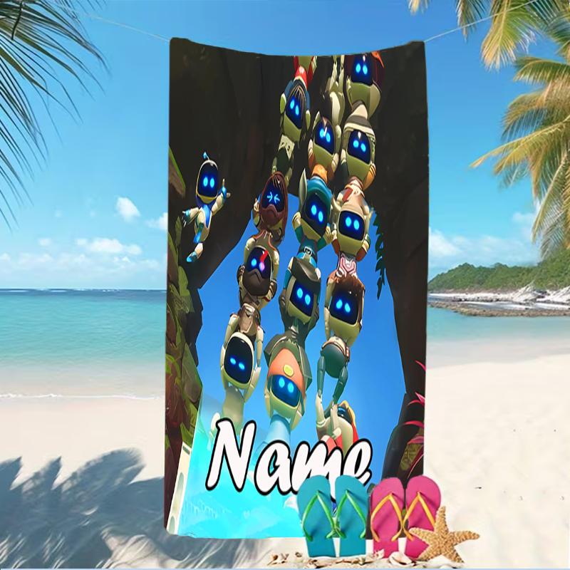 Customizable personalized beach towels Astro Bot themed designs.Suitable for the beach, yoga, sports;ideal as beach accessories