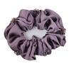 Beautiful Hair Pleated Satin Hair with Small Flower Motif and Aurora Purple Scrunchie, 3-layer Beads,