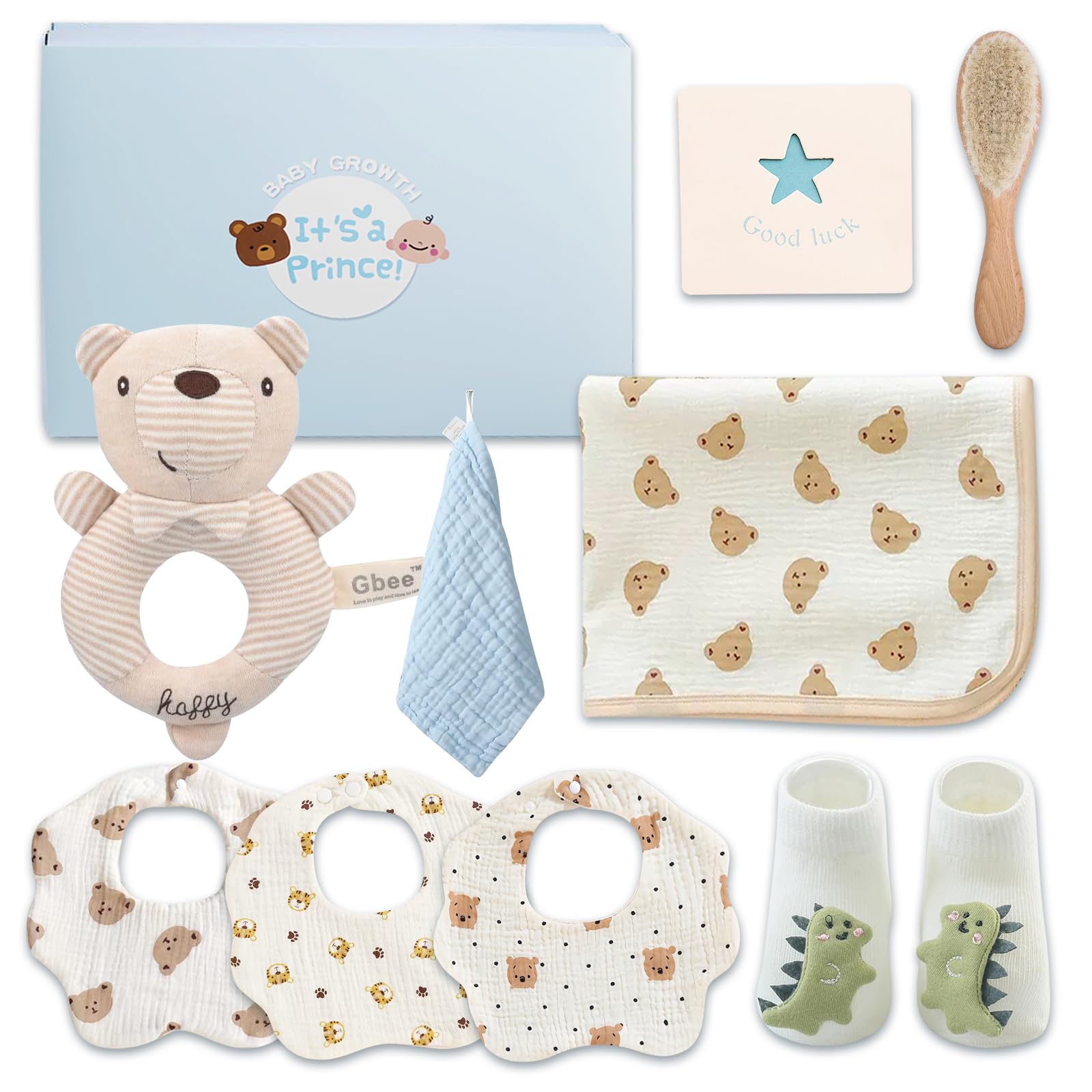 

Coussilice Baby Gift Set, a popular gift for boys, made with natural cotton and soft, cute (10-piece set)