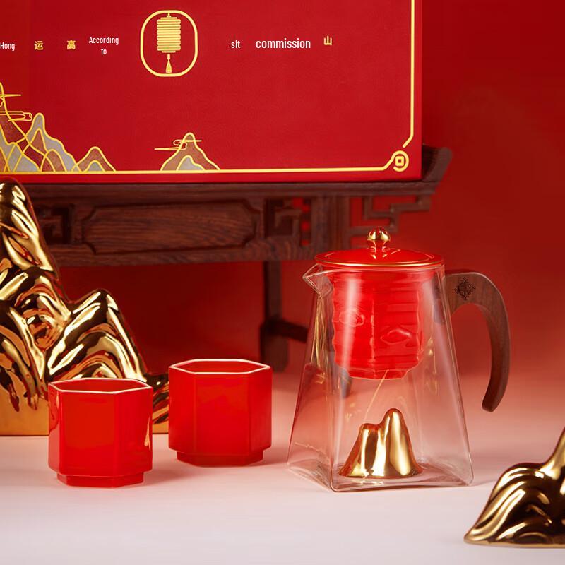 JINGREPUBLIC Lucky Golden Mountain Ceramic Tea Set