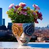 Face Planter Colorful Resin Abstract Face Planter Pots With Rose Eyes Quirky Succulent Planter For Indoor Outdoor Plants Flower