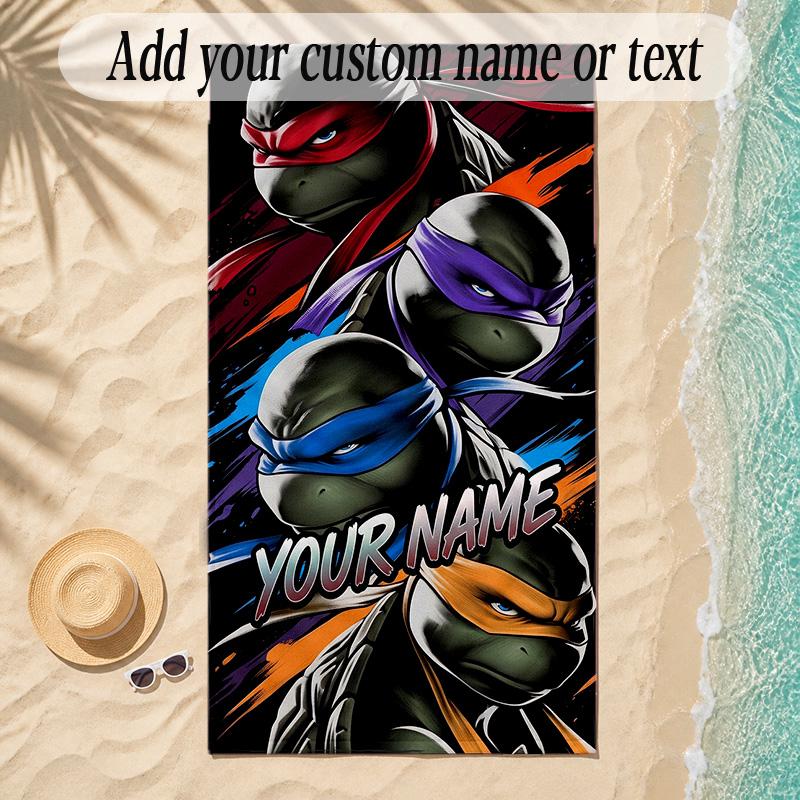Beach TowelTeenage Mutant Ninja Turtles Custom Name Text Personalized Soft Towel for Beach Pool Indoor Home Decor Gift