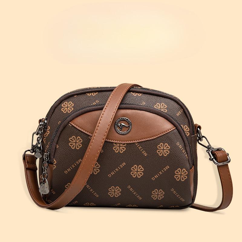 

Женская сумка из мягкой кожи, простая и вместительная многослойная сумка через плечо, модная сумка для мамы среднего возраста