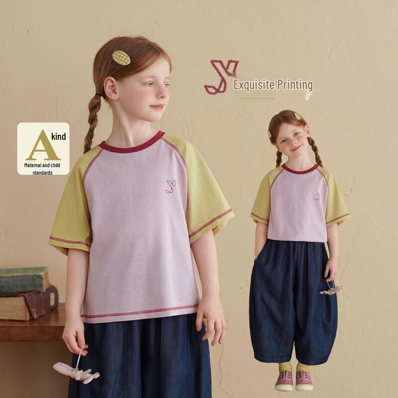 

Детская летняя футболка с контрастной строчкой, с коротким рукавом 90